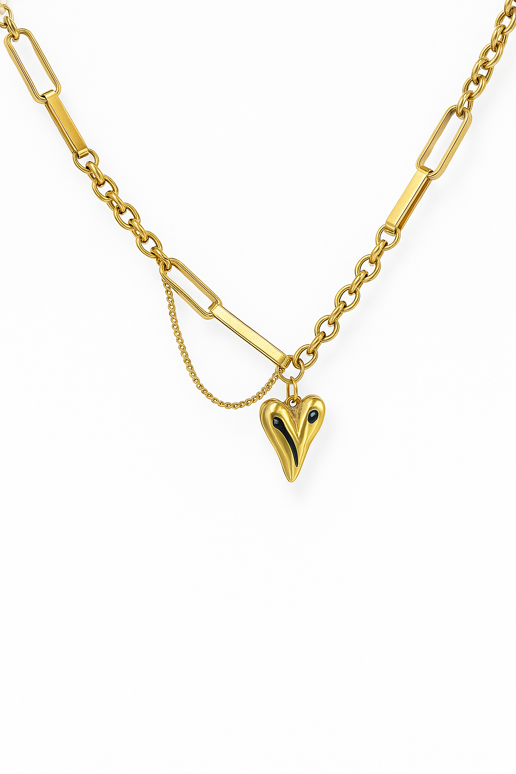 Gold Chain Bracelet with Heart Charm