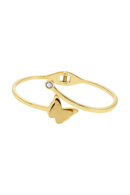 Gold Butterfly Bracelet with Zircon