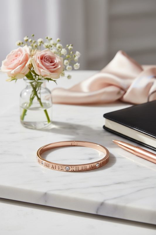 Rose Gold Roman Numeral Bracelet