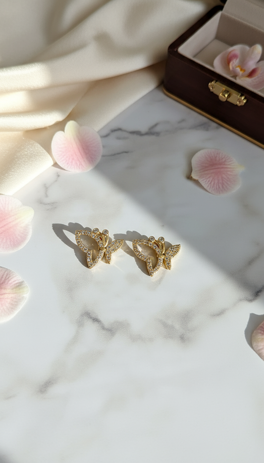 Gold butterfly earrings lifestyle scene