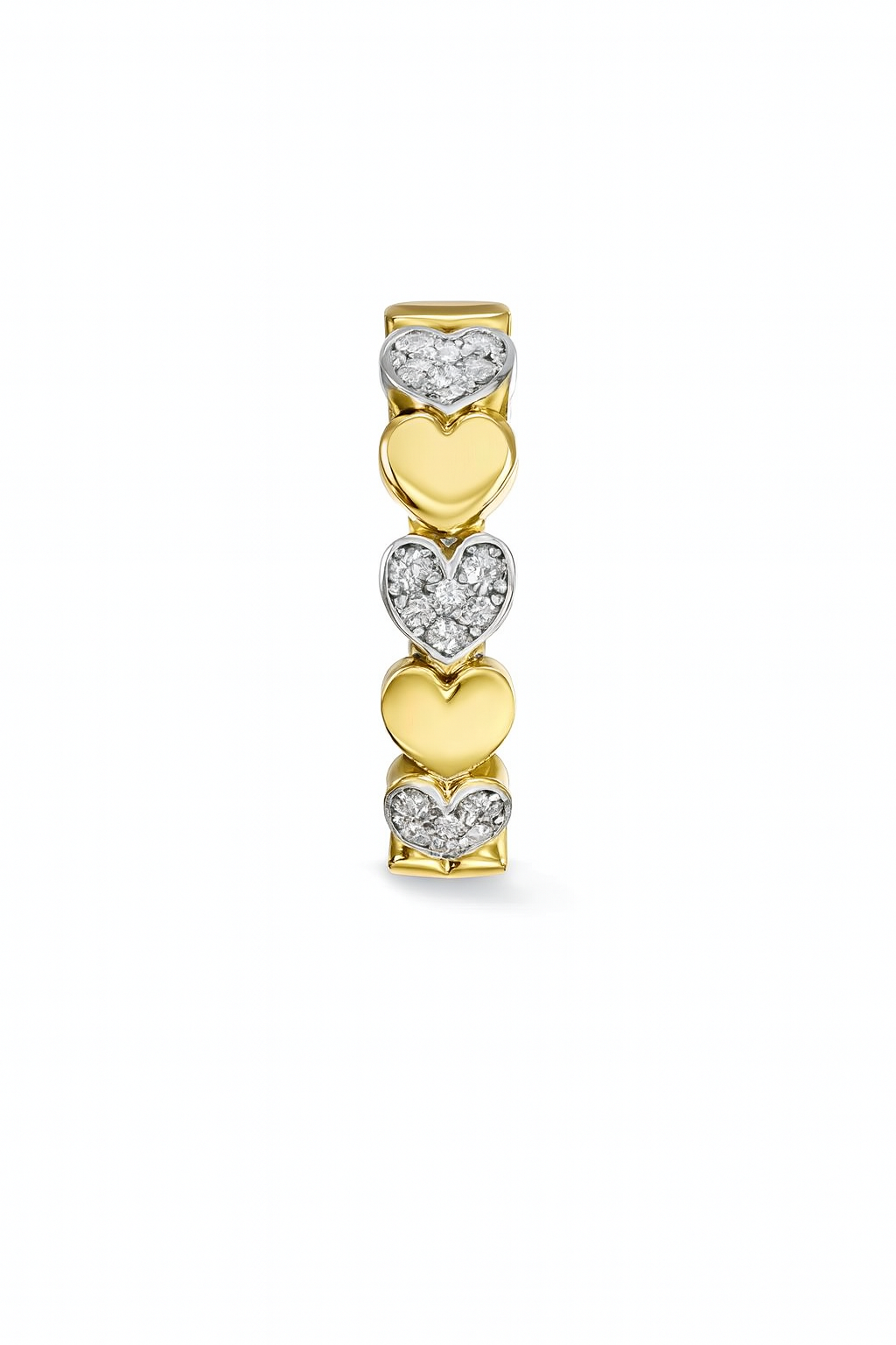 Gold & Zircon Heart Eternity Ring (Adjustable)