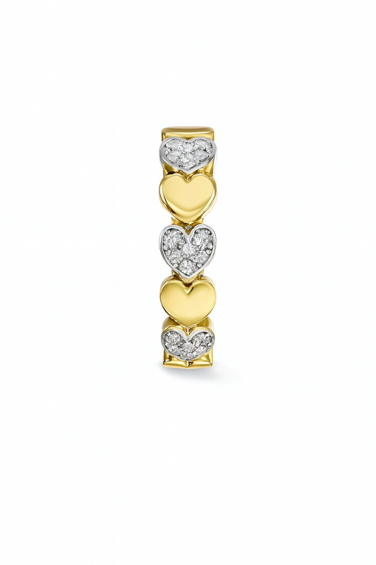 Gold & Zircon Heart Eternity Ring (Adjustable)