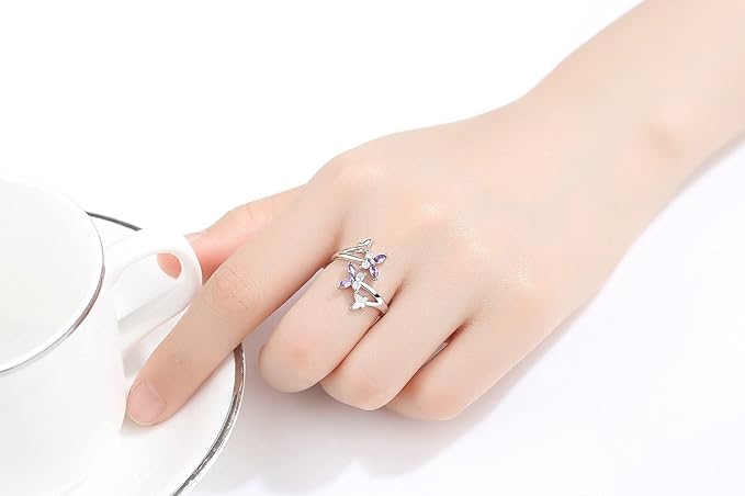 Twilight Violet Flutter Ring (Adjustable)