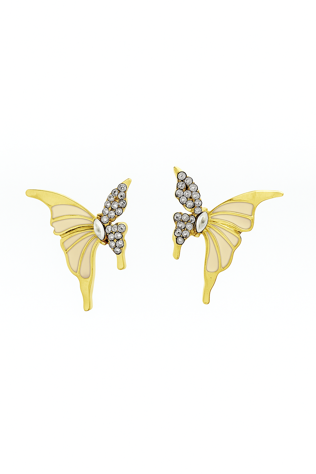 Gold Crystal Butterfly Wing Earrings