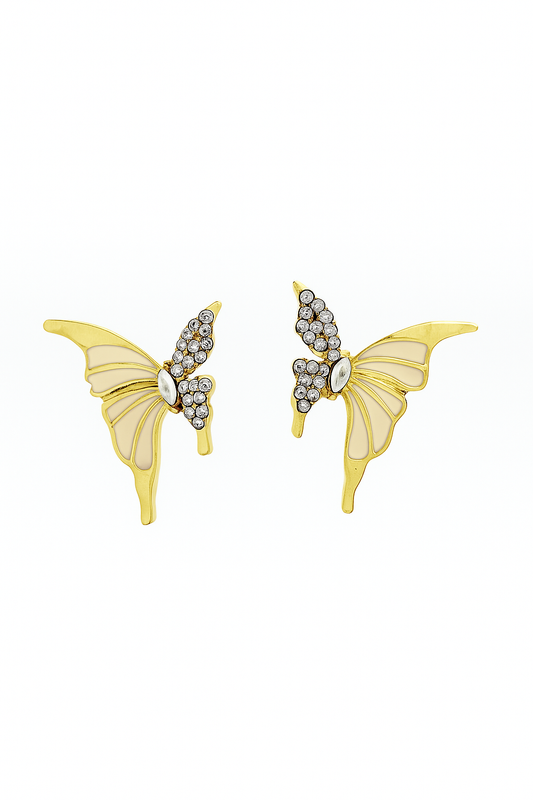 Gold Crystal Butterfly Wing Earrings