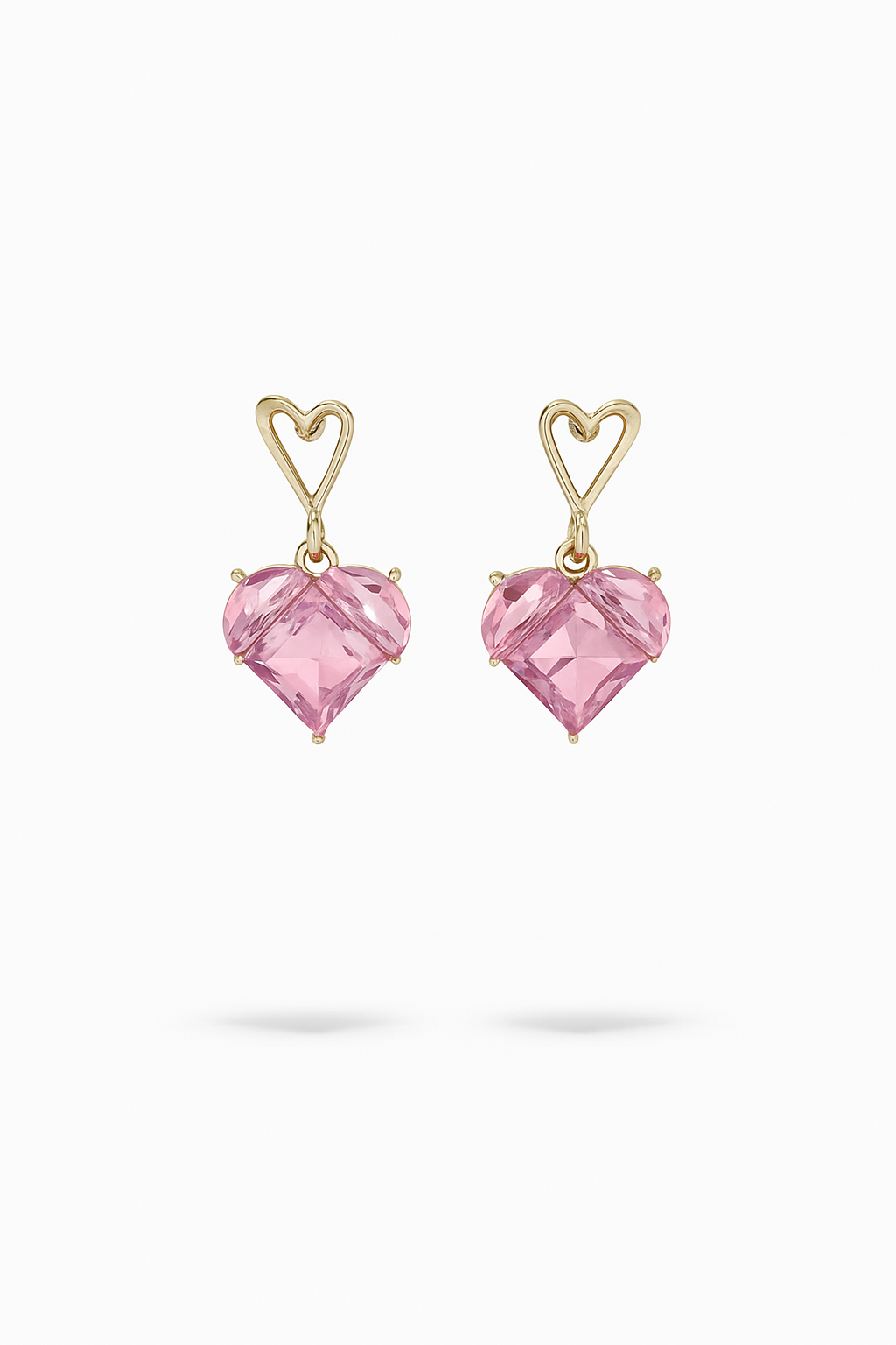 Pink Heart Crystal Earrings