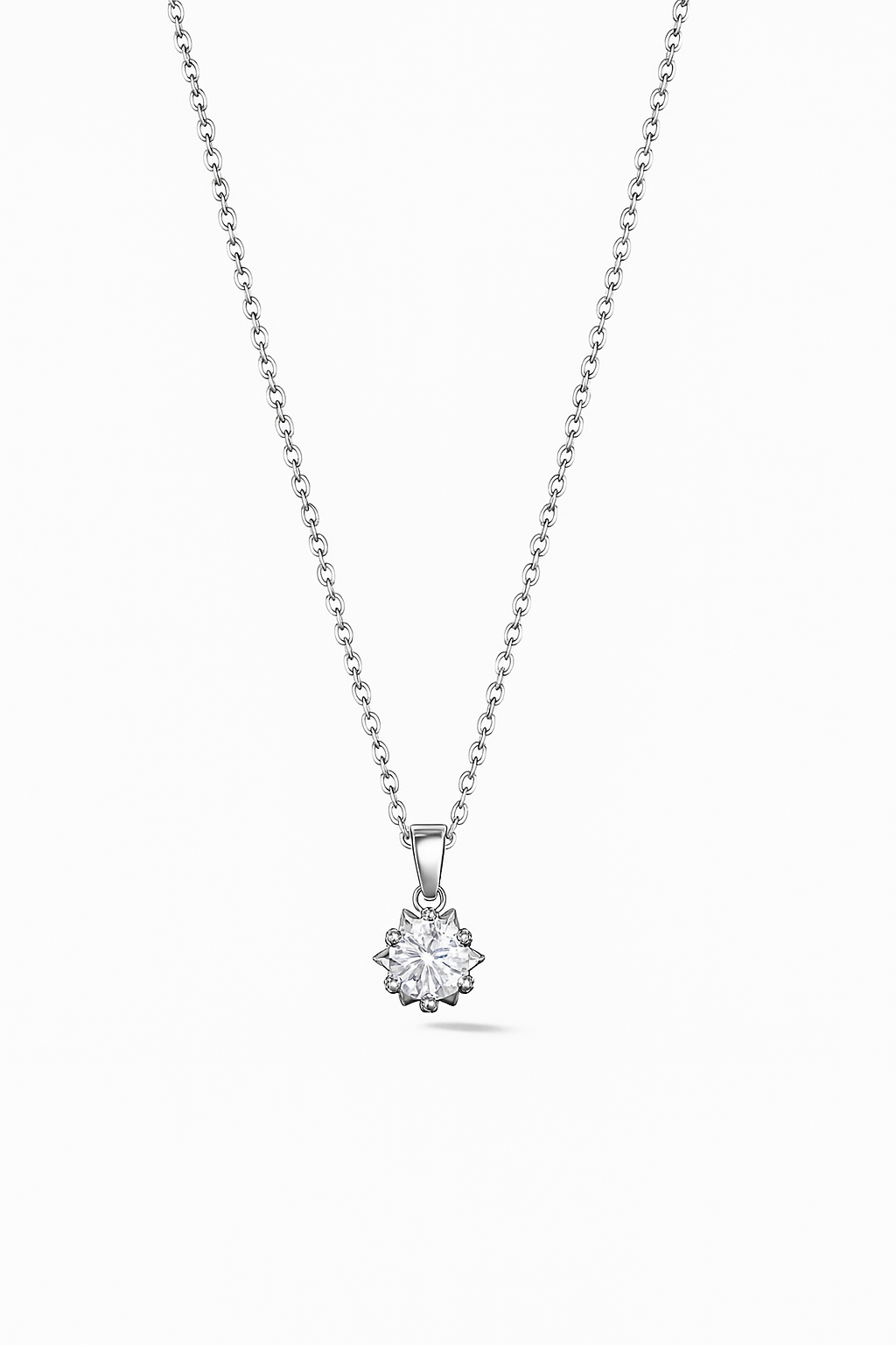 Delicate Zircon Crystal Flower Pendant Necklace