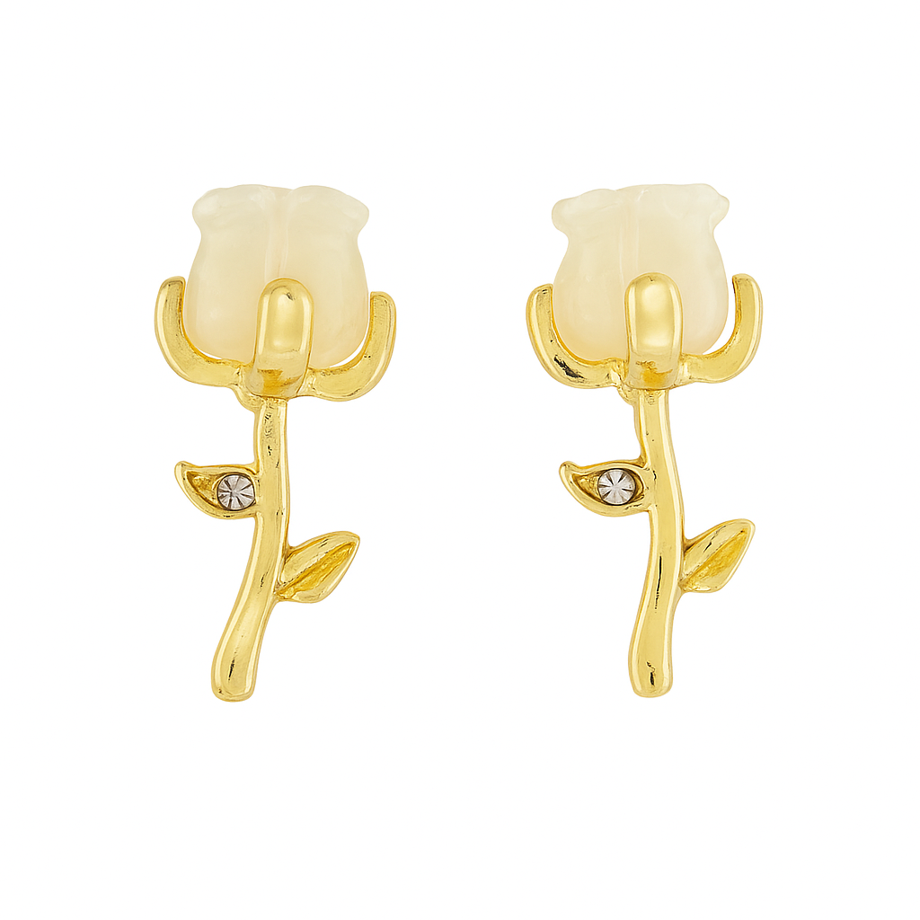 Gold Rose Earrings