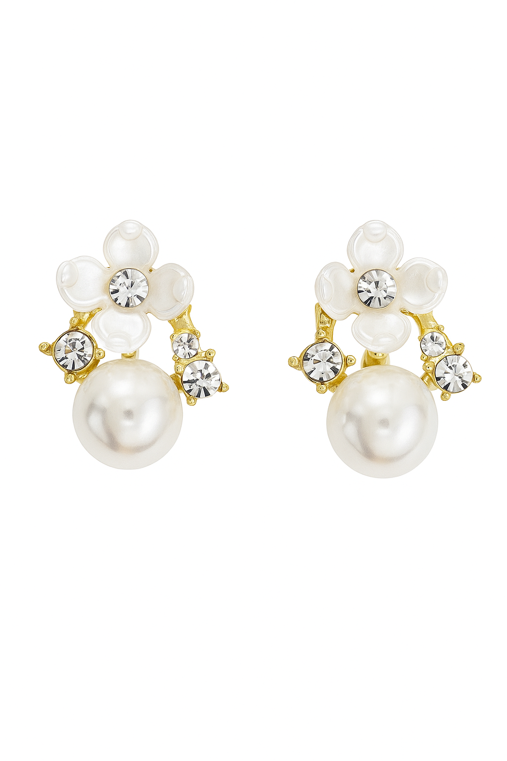 Pearl & Crystal Flower Earrings
