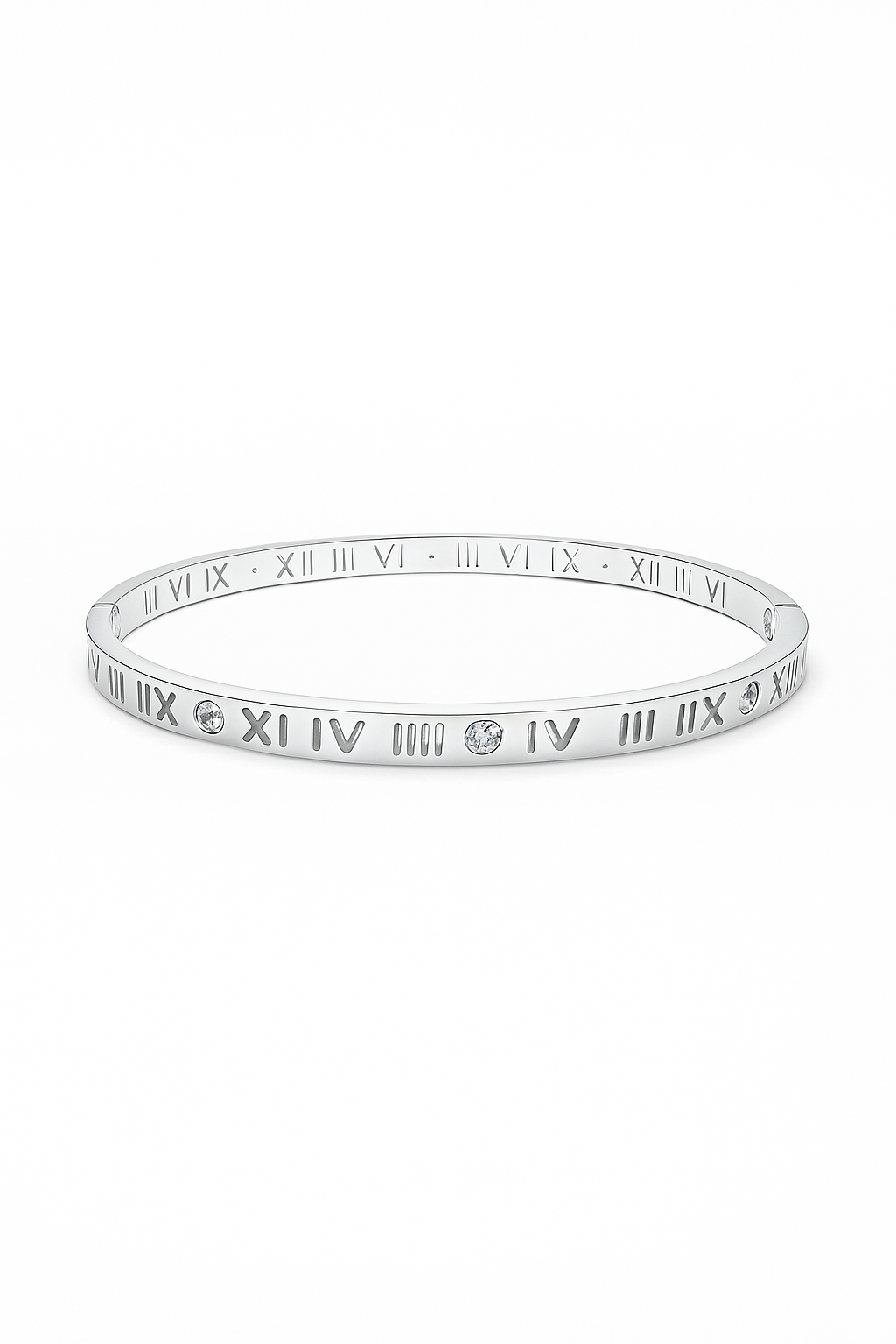 Silver Roman Numeral Crystal Bracelet