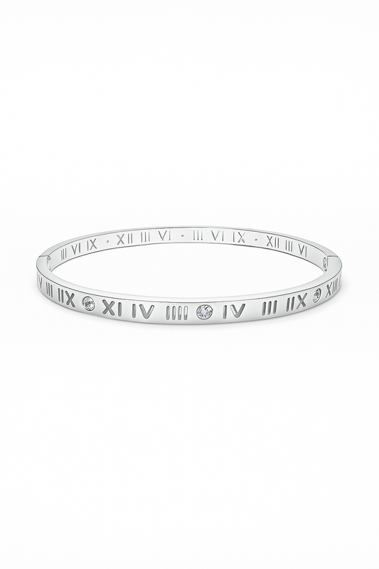 Silver Roman Numeral Crystal Bracelet
