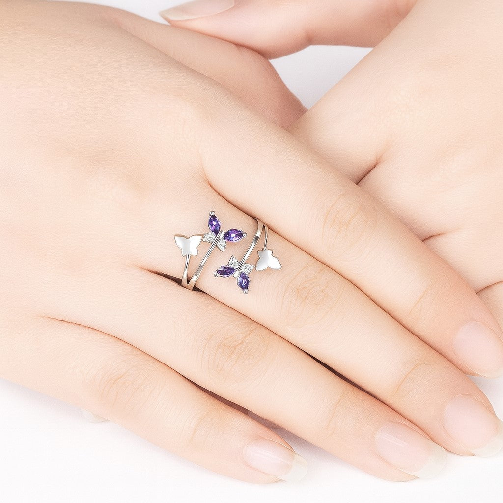Twilight Violet Flutter Ring (Adjustable)