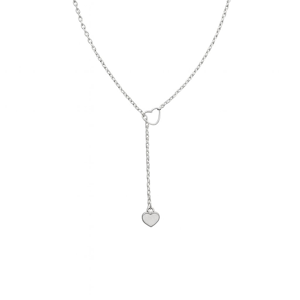 Sterling Silver Heart Lariat Necklace