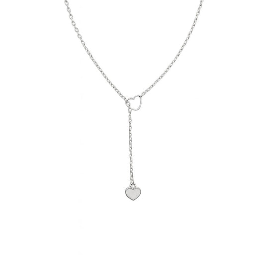 Sterling Silver Heart Lariat Necklace