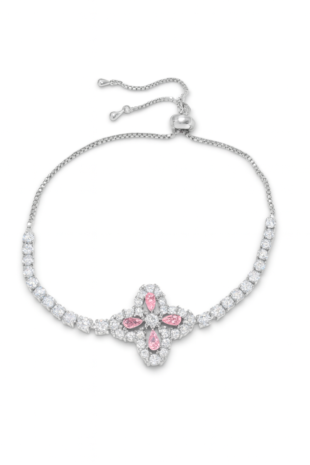Pink Crystal Flower Bracelet