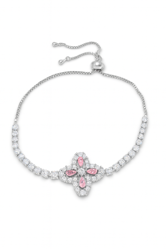 Pink Crystal Flower Bracelet