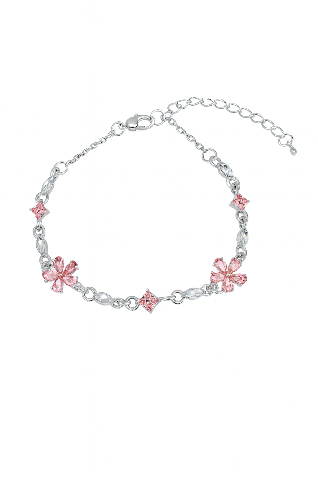 Pink Crystal Flower Bracelet
