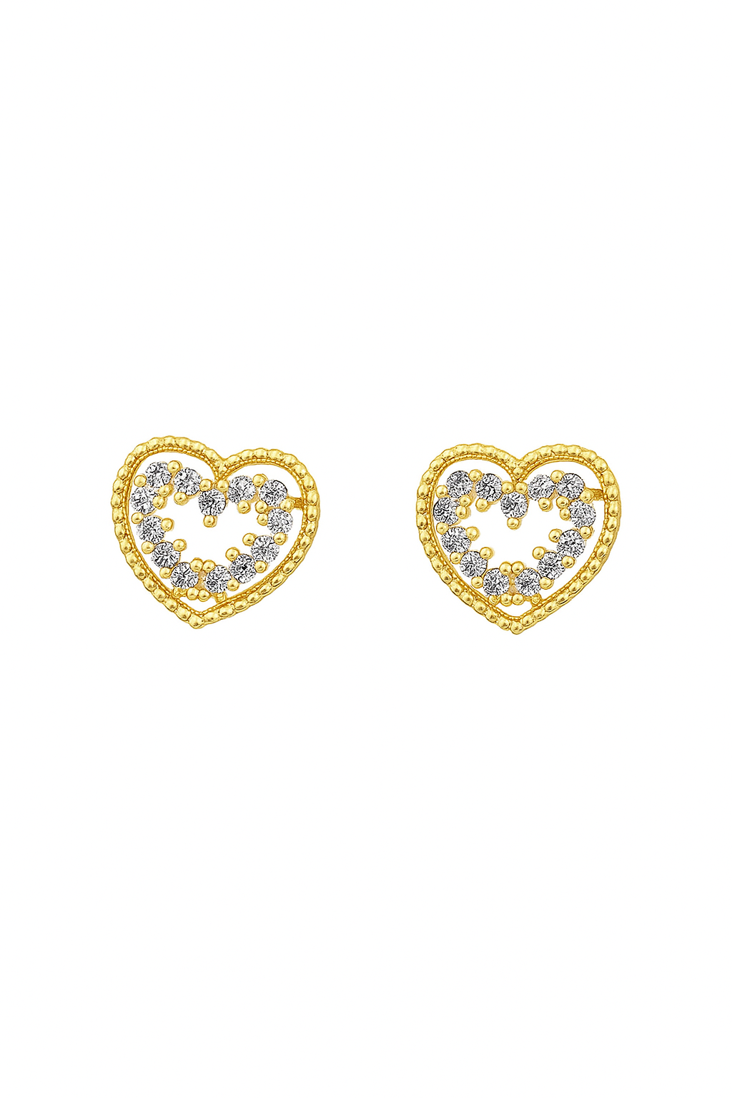 Heart-Shaped Crystal Stud Earrings