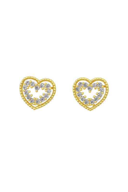 Heart-Shaped Crystal Stud Earrings