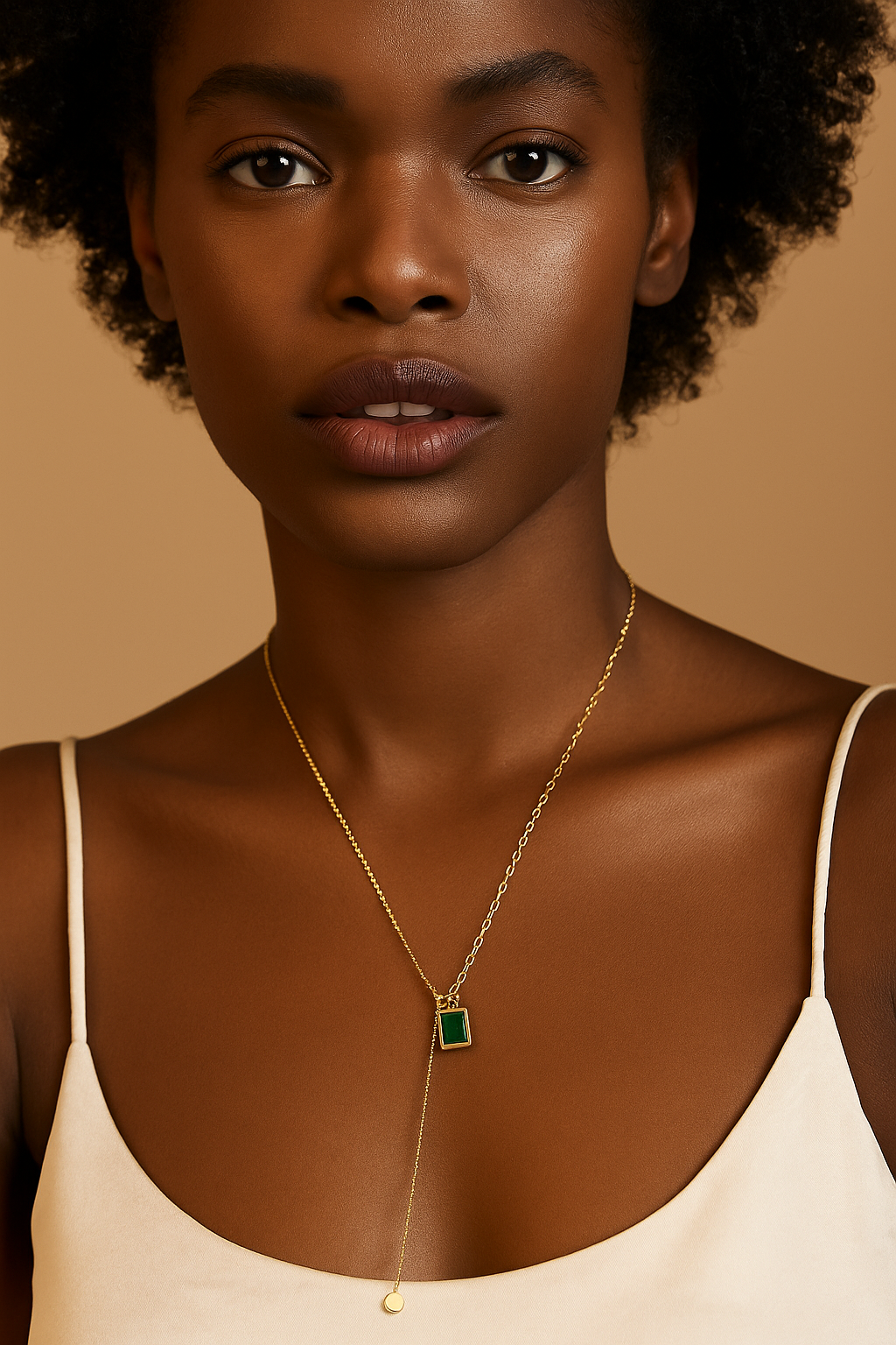 Dual Chain Emerald Pendant Necklace