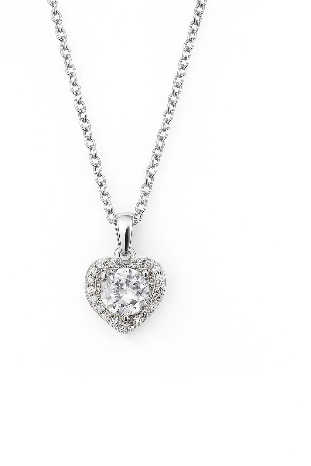Zircon Heart Pendant Necklace