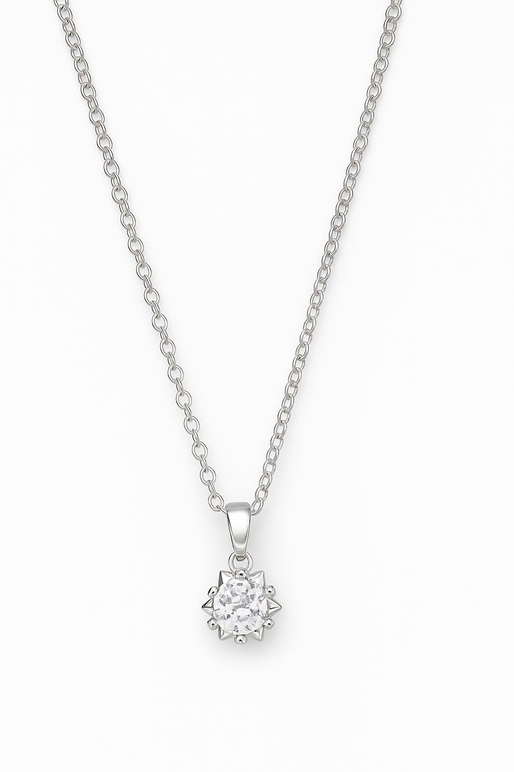 Delicate Zircon Crystal Flower Pendant Necklace