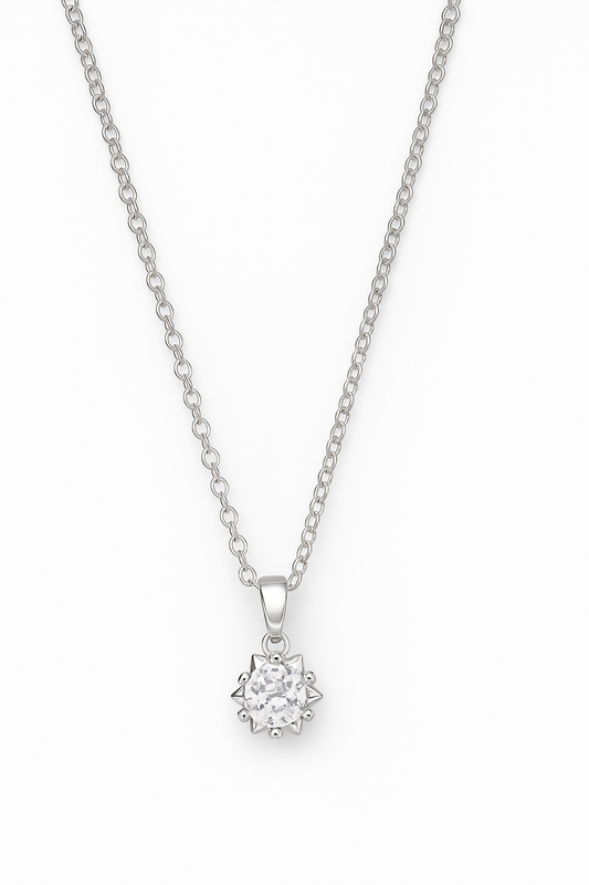 Delicate Zircon Crystal Flower Pendant Necklace