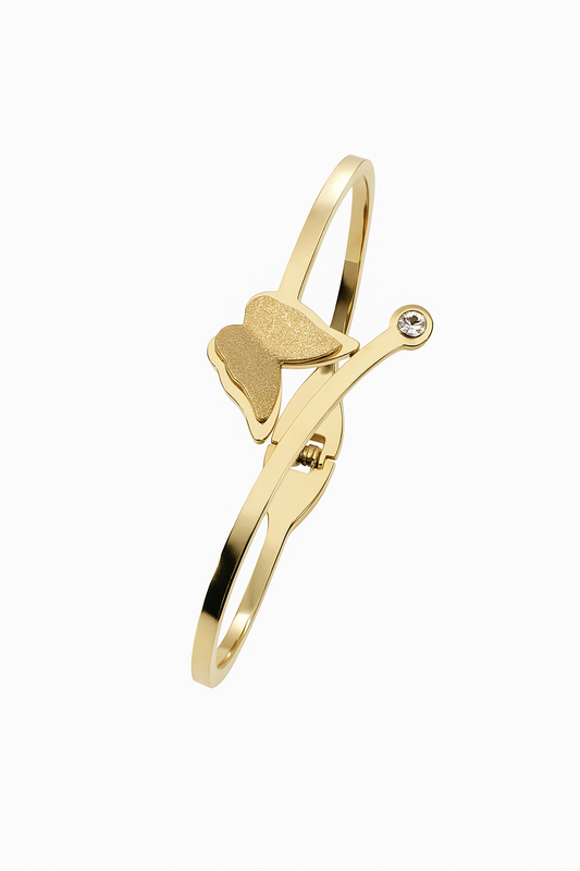 Gold Butterfly Bracelet with Zircon