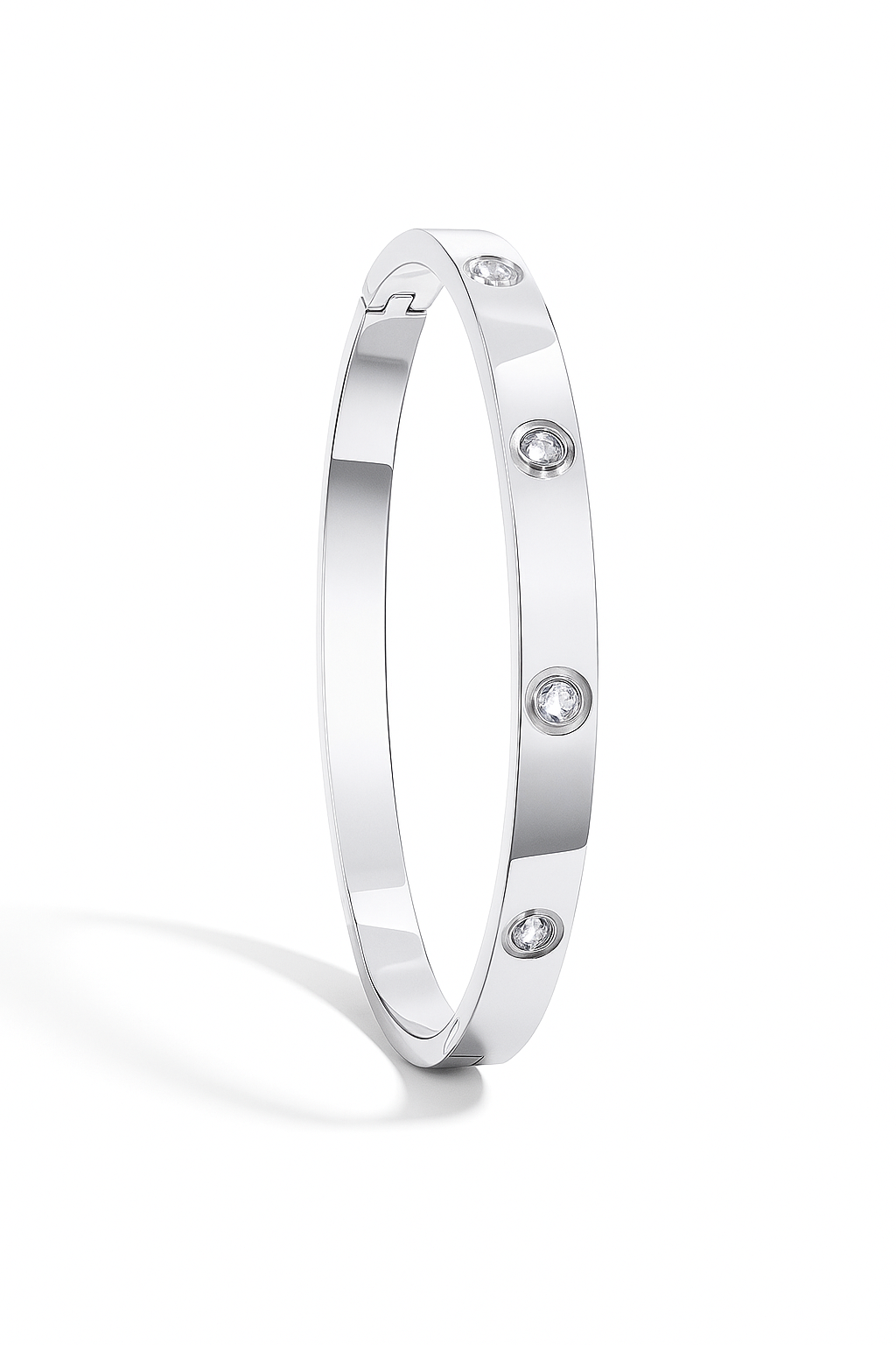 Silver Zircon Crystal Bangle Bracelet