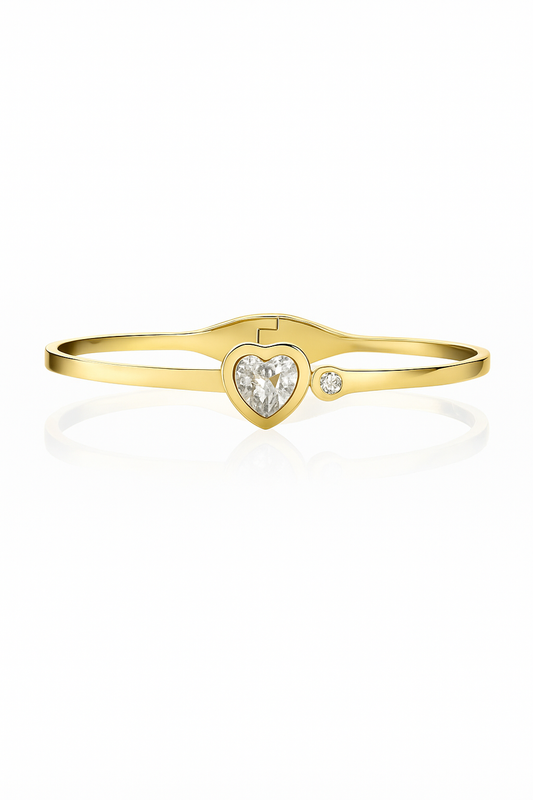 Gold Heart Zircon Bracelet