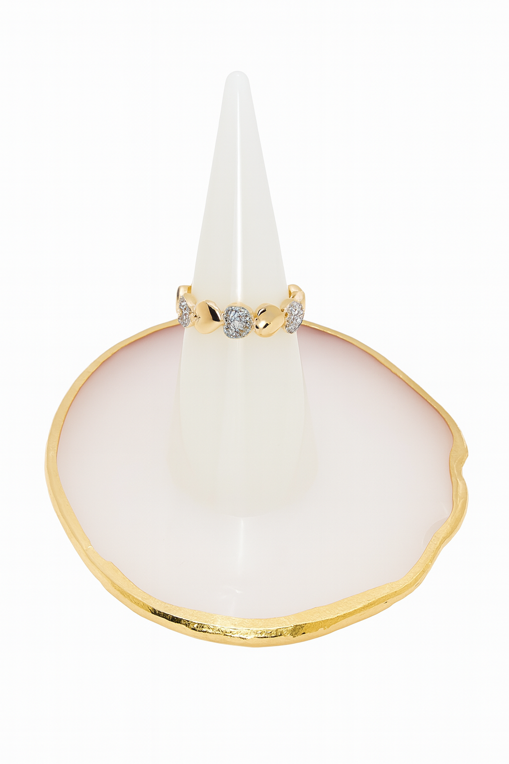 Gold & Zircon Heart Eternity Ring (Adjustable)