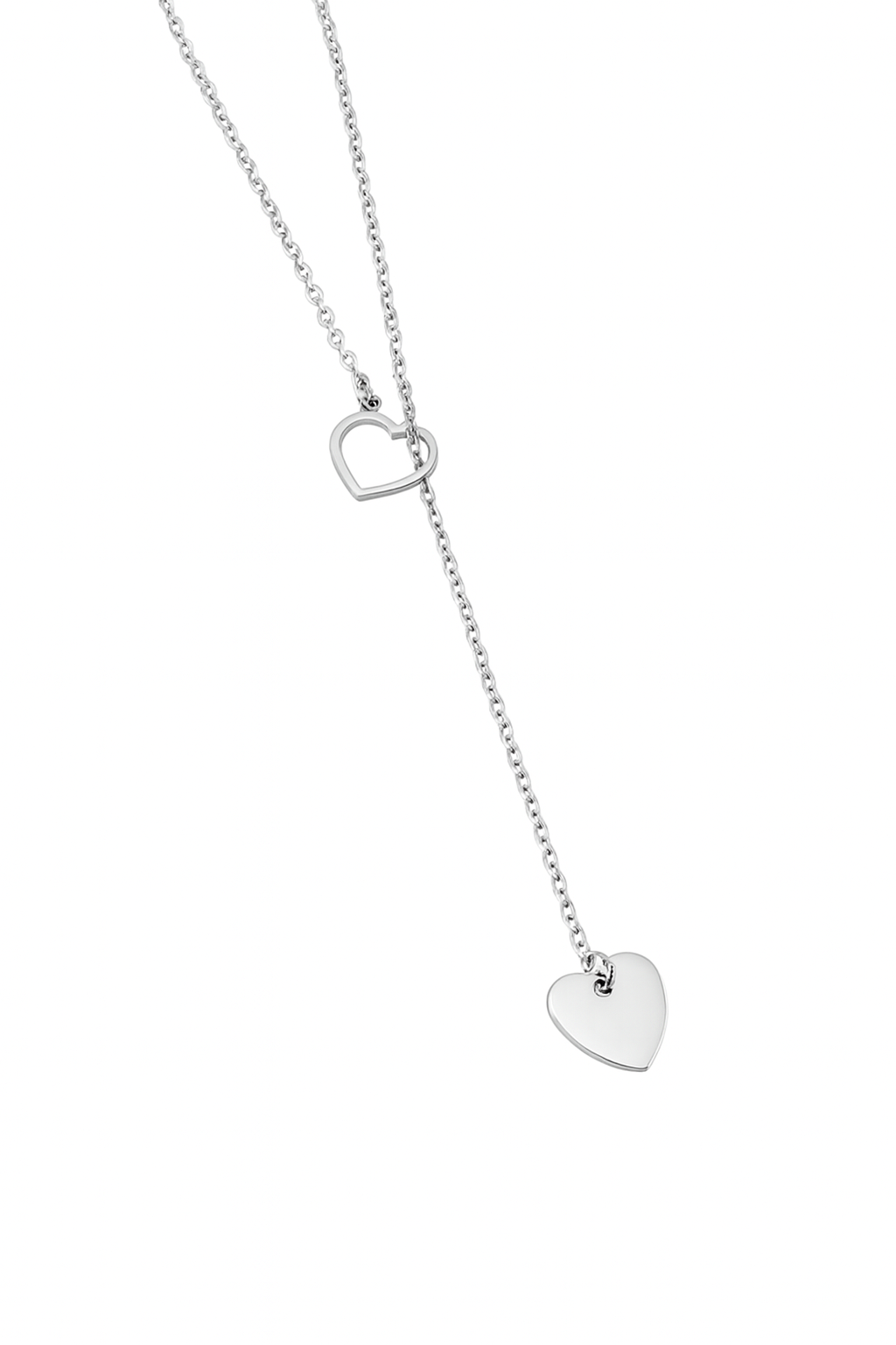 Sterling Silver Heart Lariat Necklace