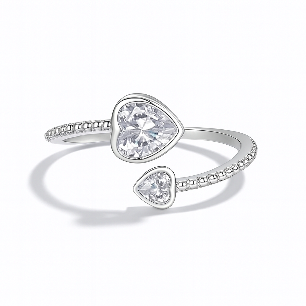 Silver Double Heart (Adjustable)