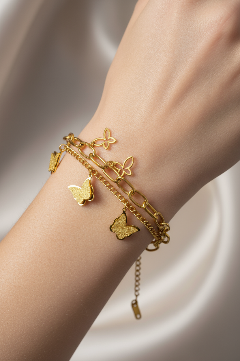 Bracelet on model's wrist