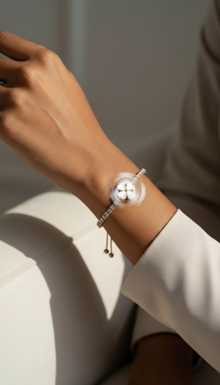 Bracelet with spinning flower centerpiece