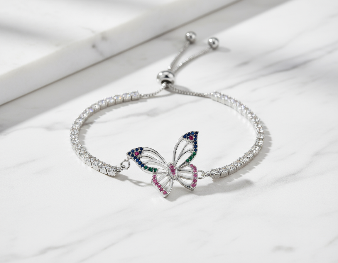 Butterfly Bracelet on White Marble