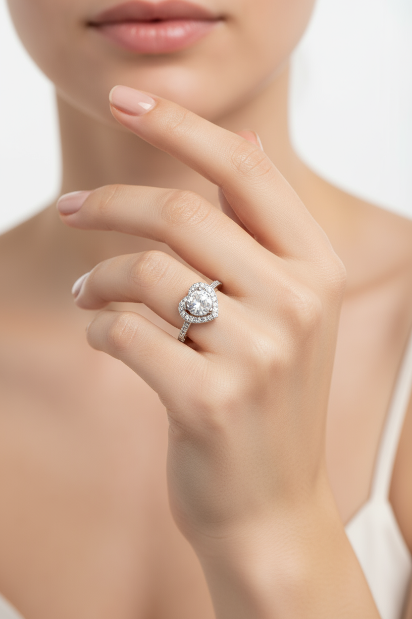 Delicate heart-shaped ring