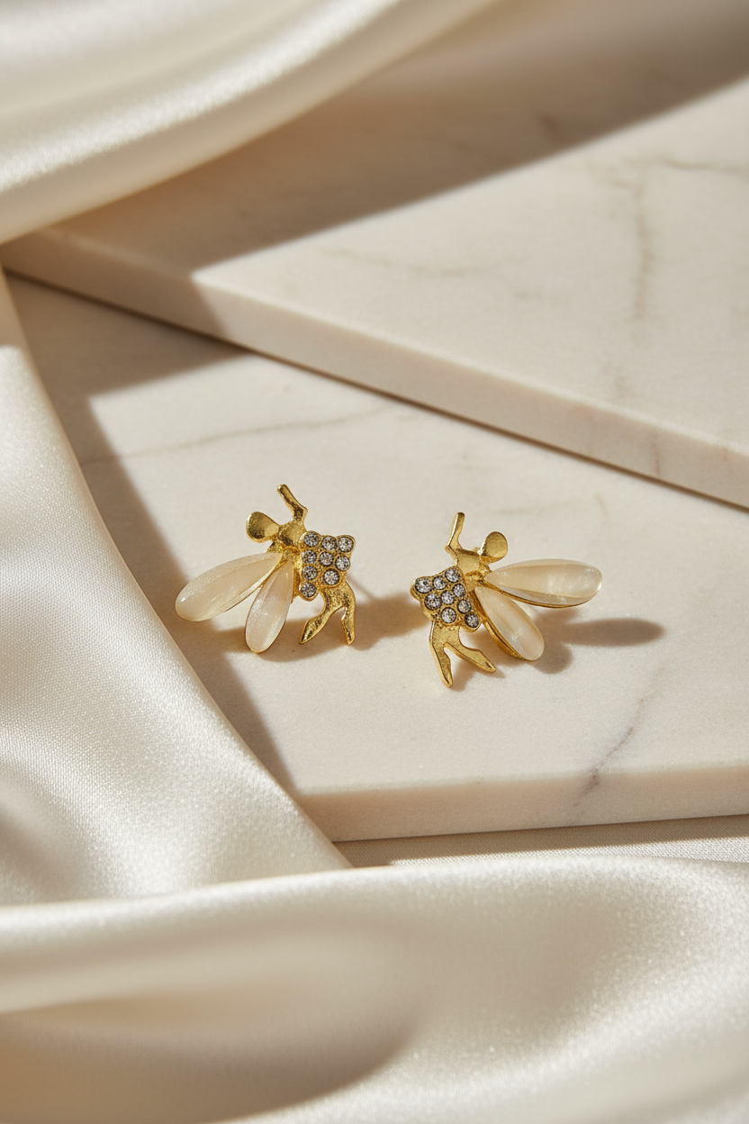 Elegant bee earrings scene