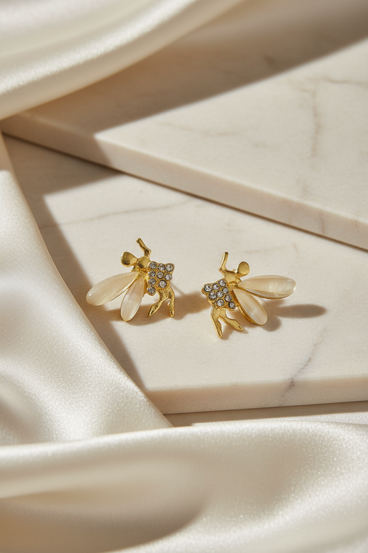 Elegant bee earrings scene