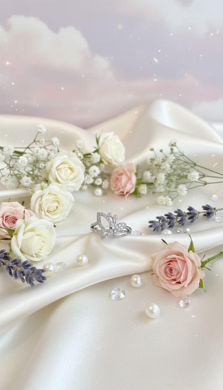 Elegant butterfly ring scene