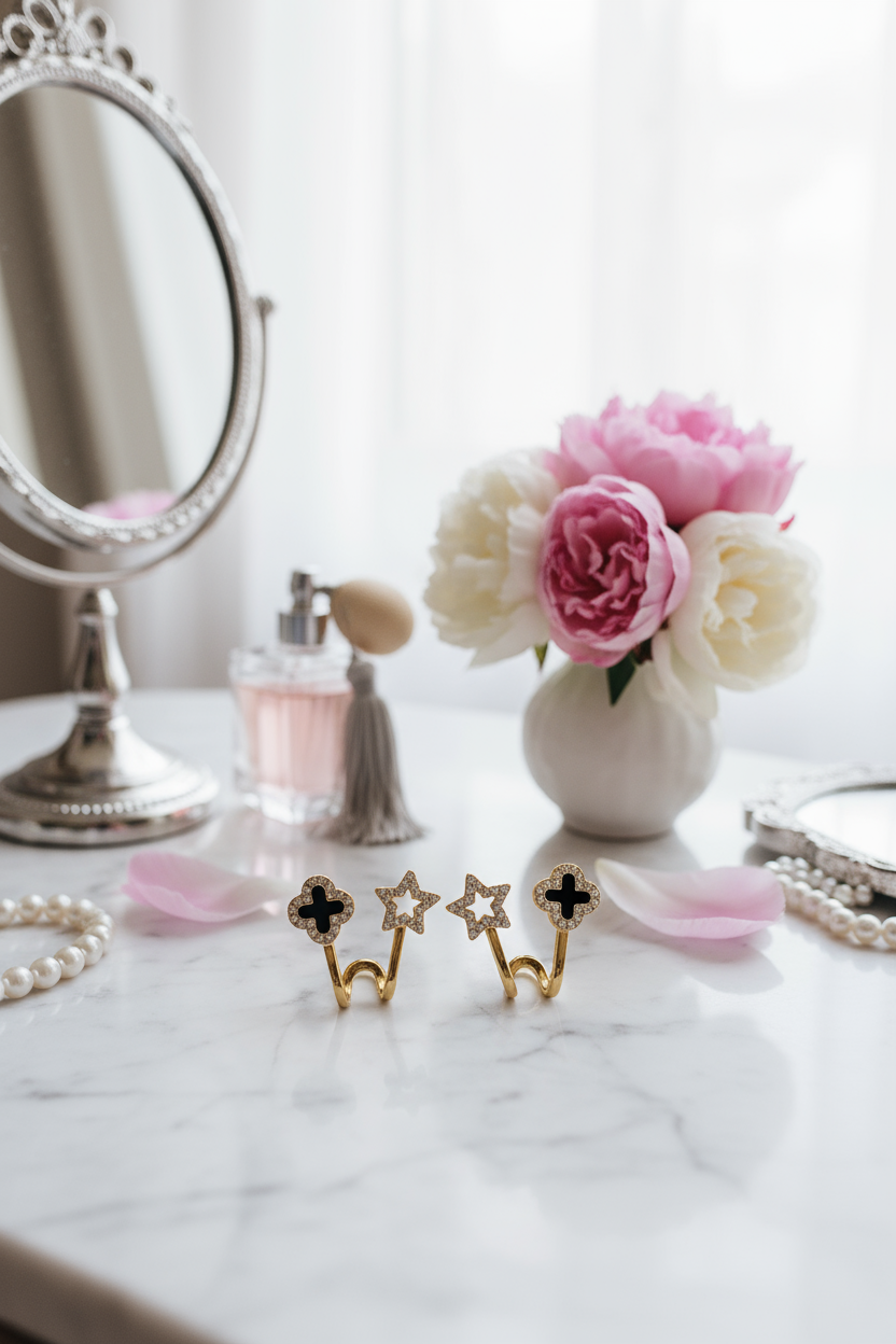 Elegant gold earrings lifestyle scene