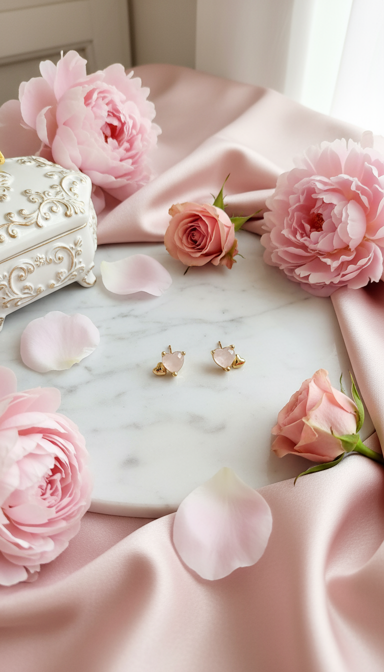 Elegant heart earrings lifestyle scene