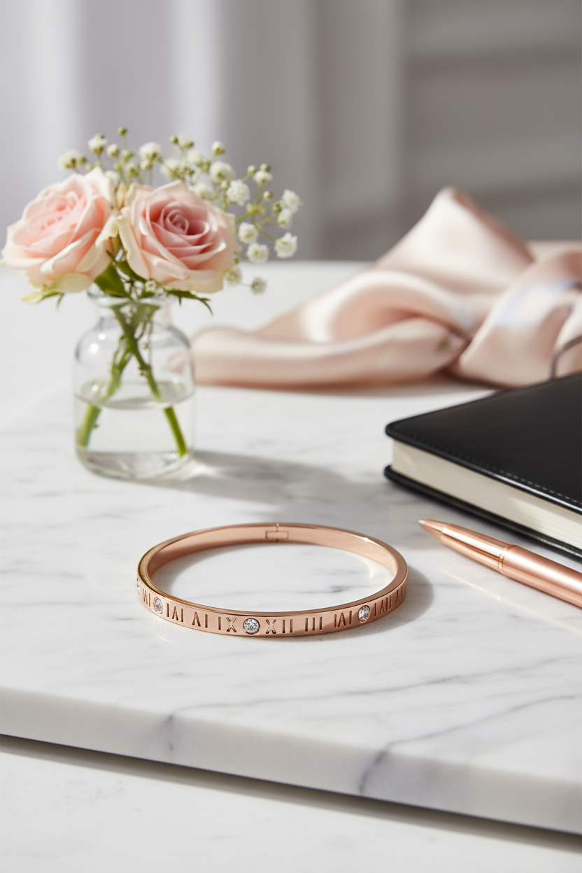 Rose Gold Roman Numeral Bracelet