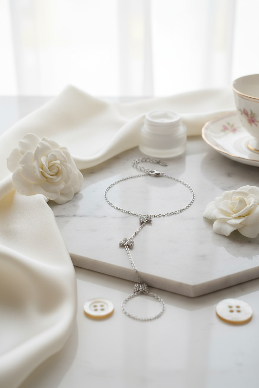 Enhanced butterfly hand chain lifestyle scene