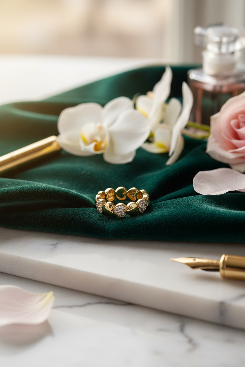 Gold and diamond circle ring scene