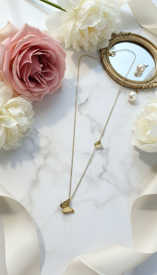 Gold Butterfly Necklace Lifestyle Scene