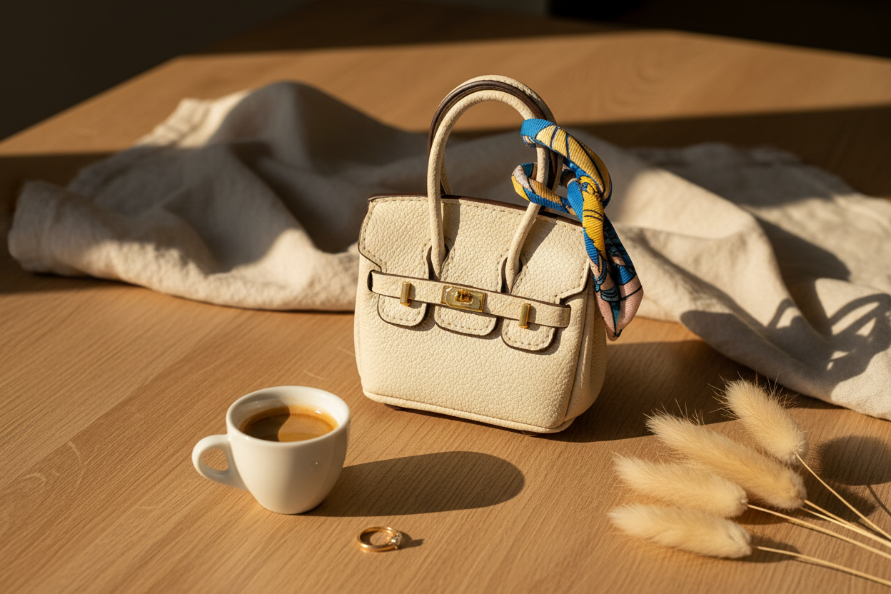 Mini Cream Handbag Lifestyle Scene