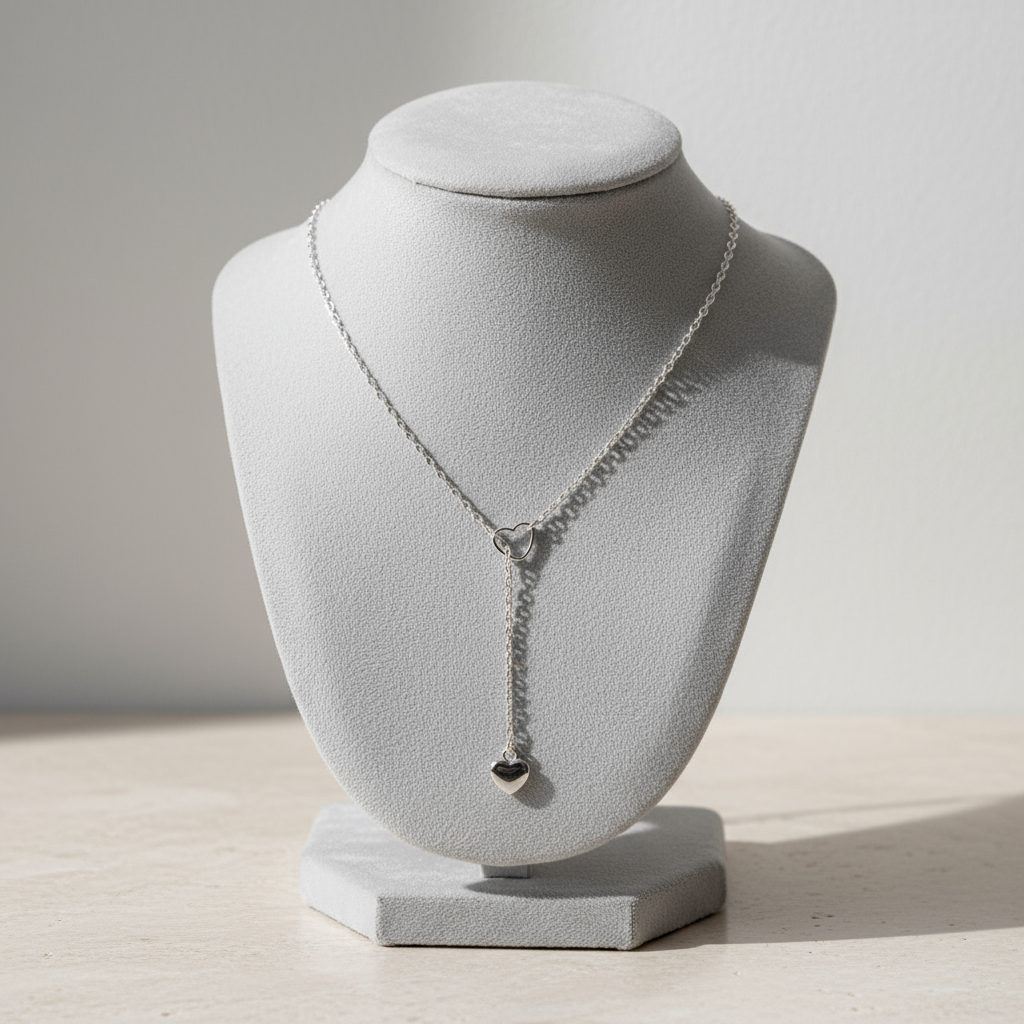 Minimalist heart necklace display