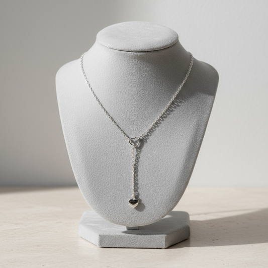 Minimalist heart necklace display
