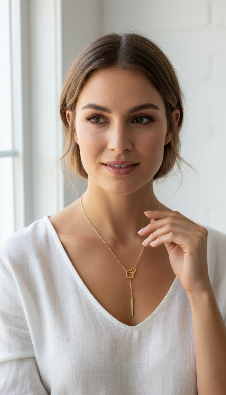 Model wearing necklace